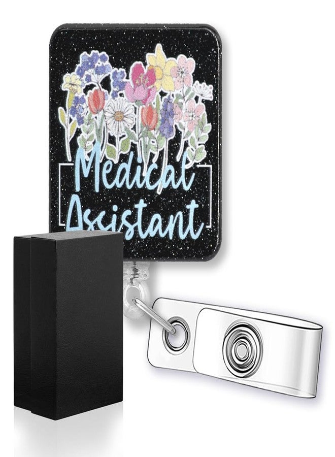 Rofiowa Medical Assistant Badge Reel, Retractable Flowers Badge Holder for MA, CMA, Nurse, Medical Assistant Week Gift - Image 1