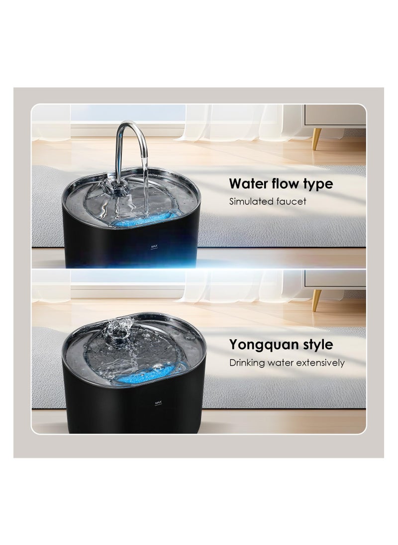 SYOSI - Automatic Pet Water Fountain, Automatic Cat Water Fountain Dog Water Dispenser, Auto Watering Dish Supplies, Easy Cleaning Animal Machine, Quiet Pump Inside Water Fountain for Cats (Black, Medium) - Image 1