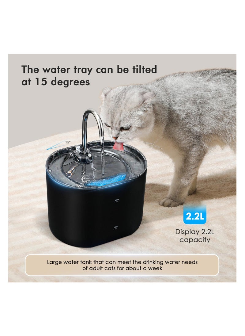 SYOSI - Automatic Pet Water Fountain, Automatic Cat Water Fountain Dog Water Dispenser, Auto Watering Dish Supplies, Easy Cleaning Animal Machine, Quiet Pump Inside Water Fountain for Cats (Black, Medium) - Image 1
