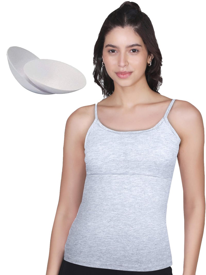 DChica Padded Camisole Bra for Women, Sleeveless Undershirts Cami Vest with Adjustable Straps Cotton Camisole Tank Top/Innerwear for Women (Pack of 1) Solid Colors - Image 1