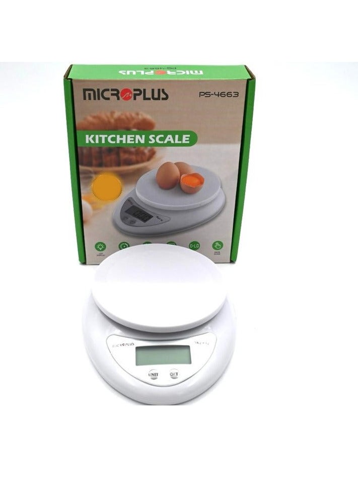 Microplus ميزان مطبخ بسعة تصل إلى 5 كجم لون أبيض PS-4663 - Image 2