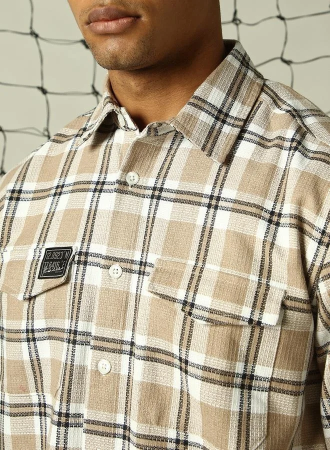 Hubberholme Beige Shirt for Men, Casual Essential