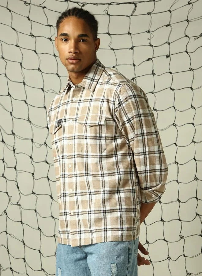 Hubberholme Beige Shirt for Men, Casual Essential
