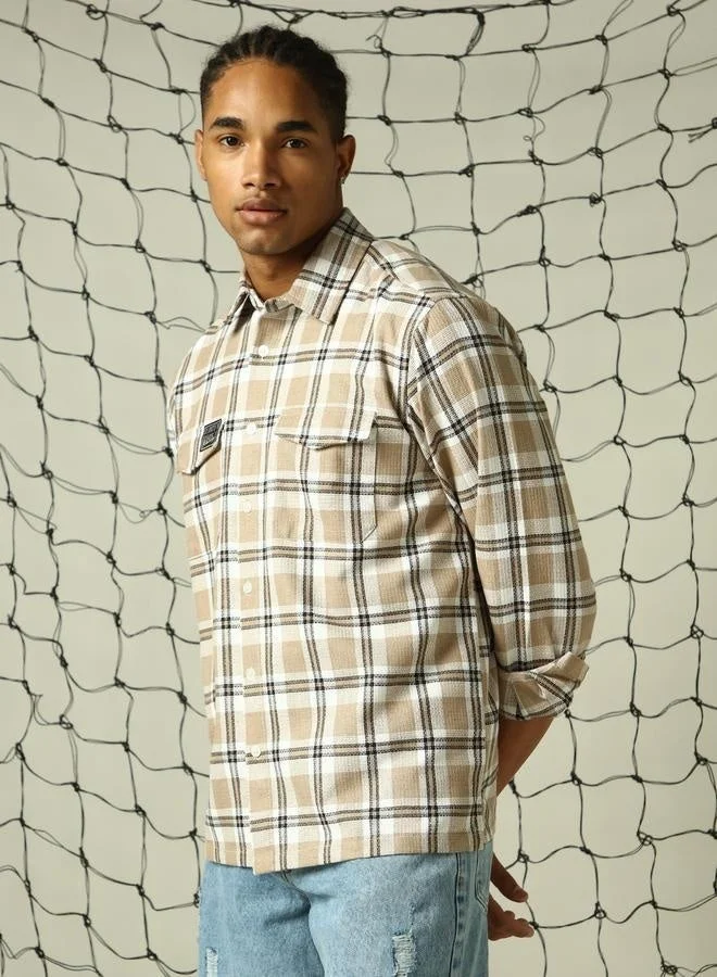 Hubberholme Beige Shirt for Men, Casual Essential