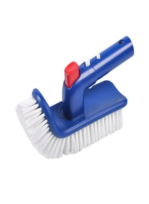 Pool Step and Corner Cleaning Brush with Adjustable 180 Degree Handle Rotation Curved End Bristles Easily Scrub Sweep Clean Swimming Pools Spas Hot Tubs Bathroom