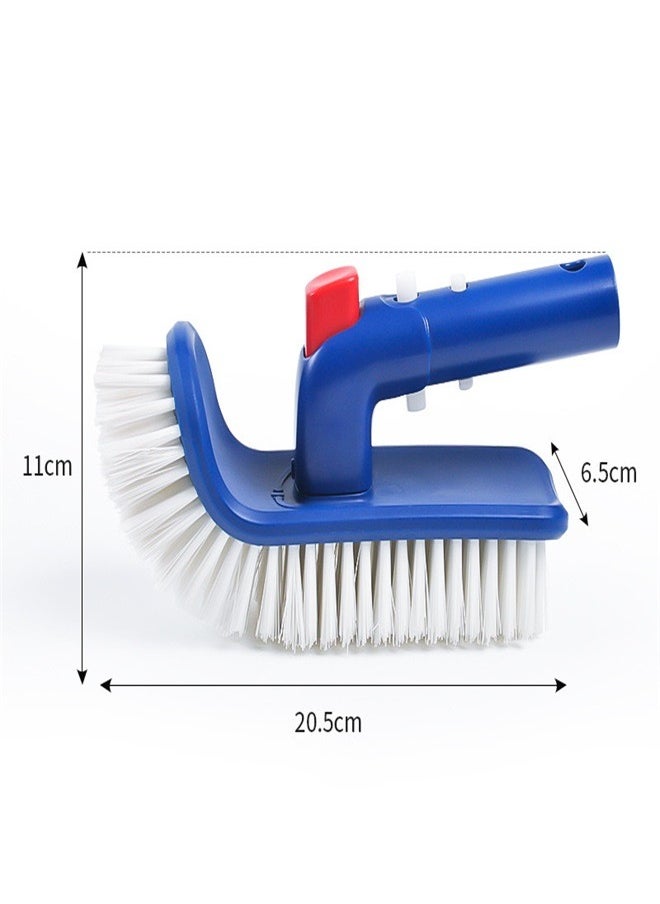 Pool Step and Corner Cleaning Brush with Adjustable 180 Degree Handle Rotation Curved End Bristles Easily Scrub Sweep Clean Swimming Pools Spas Hot Tubs Bathroom