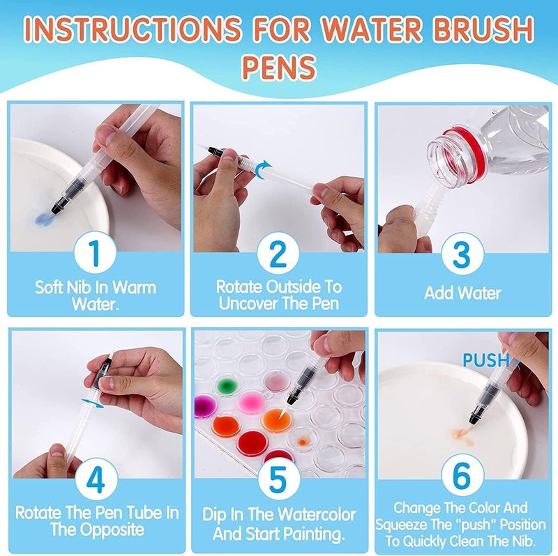 GETHPEN Watercolor Paint Set, 48 Colors Non toxic Watercolor Paint with a Brush Refillable a Water Brush Pen and Palette, Washable Water Color Paints Sets for Adults Artist Beginner - Image 5