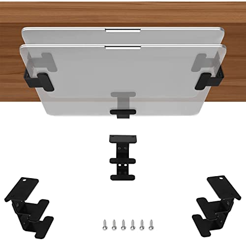 IFCASE 2 Tier Under Desk Laptop Mount Double Decker Metal Under Desk Shelf Holder for Laptop MacBook Pro Keyboard with AntiScratch Silicone Black