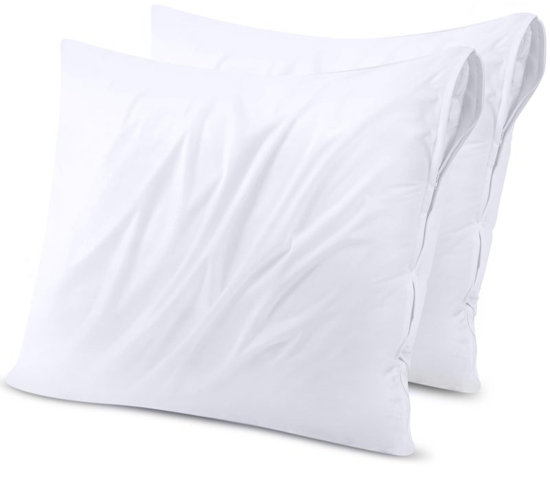 Utopia Bedding Waterproof Throw Pillow Protectors (No Pillow Inserts) with Zipper 18 x 18 Inches (2 Pack  White)  Bed Bug Proof Outdoor Bed Couch Decorative Pillow Encasement Covers - Image 1