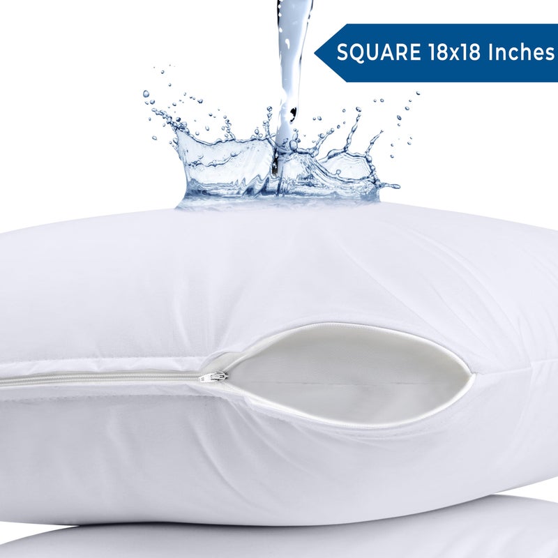 Utopia Bedding Waterproof Throw Pillow Protectors (No Pillow Inserts) with Zipper 18 x 18 Inches (2 Pack  White)  Bed Bug Proof Outdoor Bed Couch Decorative Pillow Encasement Covers - Image 2