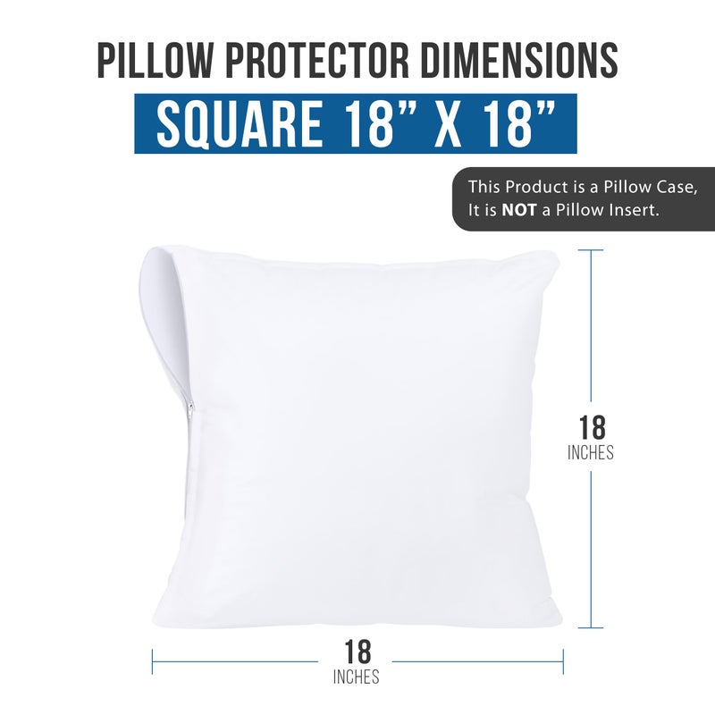 Utopia Bedding Waterproof Throw Pillow Protectors (No Pillow Inserts) with Zipper 18 x 18 Inches (2 Pack  White)  Bed Bug Proof Outdoor Bed Couch Decorative Pillow Encasement Covers - Image 5