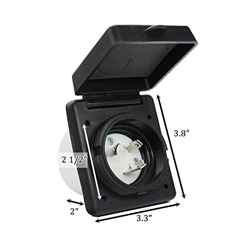 X-Haibei موصل قابس أنثوي دوار X-Haibei 30 أمبير لمأخذ طاقة RV 125 فولت لمخيمات البحر والقوافل (أسود) - Image 2