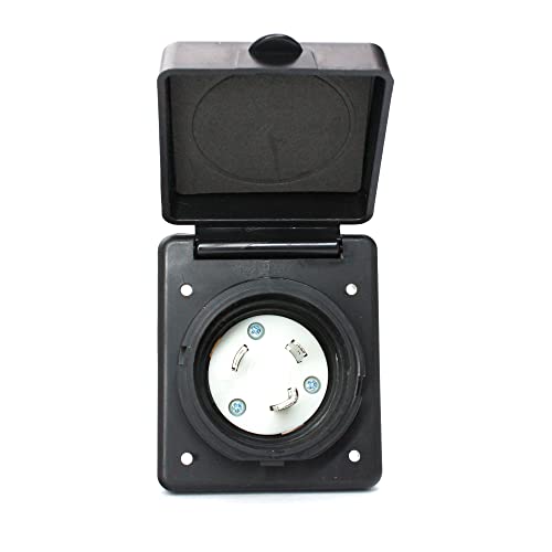 X-Haibei موصل قابس أنثوي دوار X-Haibei 30 أمبير لمأخذ طاقة RV 125 فولت لمخيمات البحر والقوافل (أسود) - Image 4