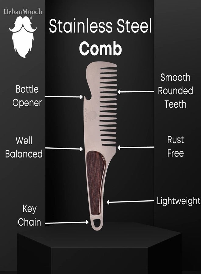 UrbanMooch Stainless Steel Metal Hair & Beard Comb, Anti Static, Rust Free Keychain Comb for Men - Image 4