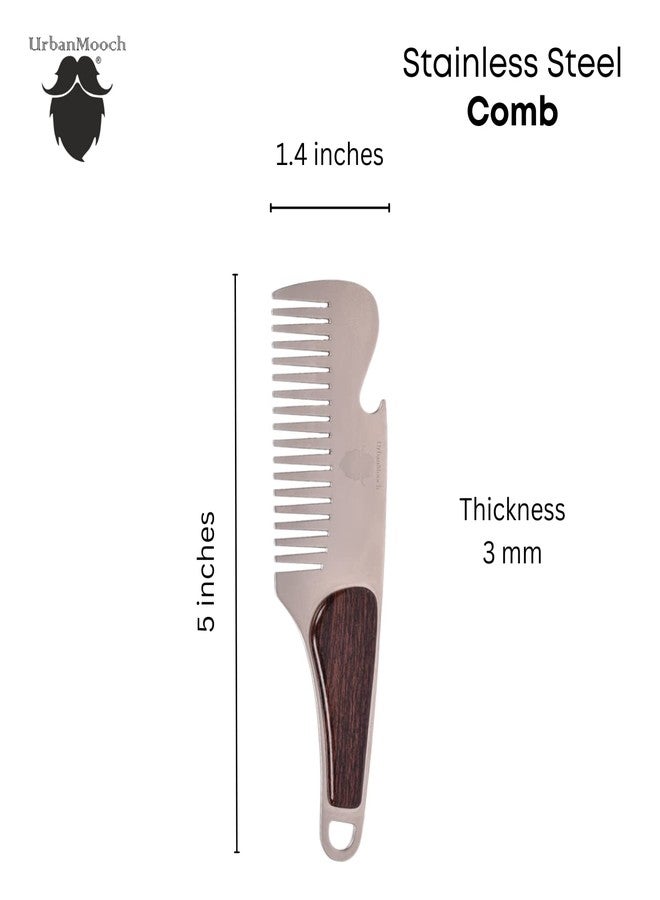 UrbanMooch Stainless Steel Metal Hair & Beard Comb, Anti Static, Rust Free Keychain Comb for Men - Image 3