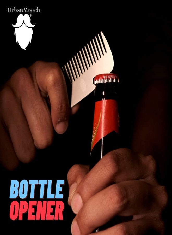 UrbanMooch Stainless Steel Metal Hair & Beard Comb, Anti Static, Rust Free Keychain Comb for Men - Image 5