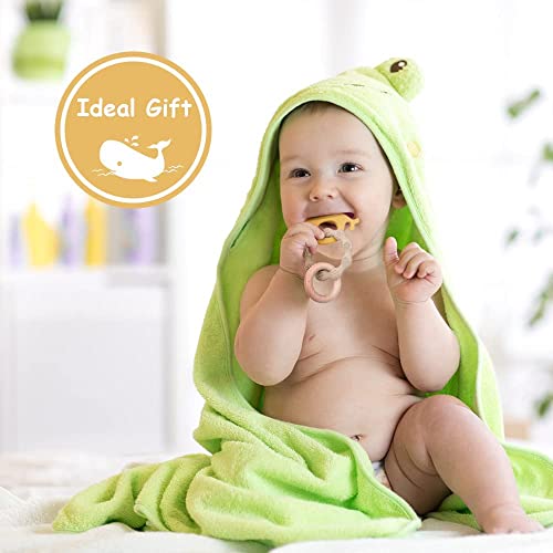 Vicloon Baby Teether Toys, Silicone & Natural Wood Teether Ring, Baby Teething Toys for Babies 0 Months+, Silicone Chewable Rings for Newborn Gift（Yellow） - Image 3
