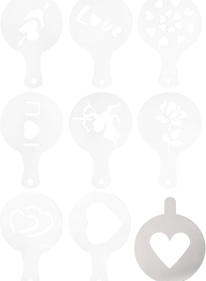 Reusable 9Pcs Coffee Stencils Cookie Decorating Templates for Baking Latte Art - Image 1