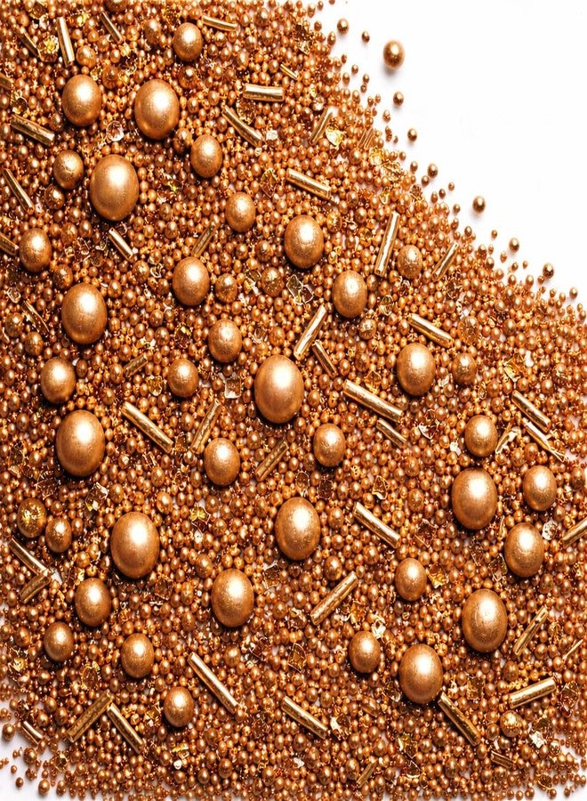 Confect رشات برونزية - رشات فاخرة من اللؤلؤ البرونزي المعدني لتزيين الكيك والكب كيك (113 غرام) - ثابتة أثناء الخبز، طرية، خالية من الأصباغ الصناعية - رشات تزيين صالحة للأكل للكوكيز والمخبوزات - Image 1