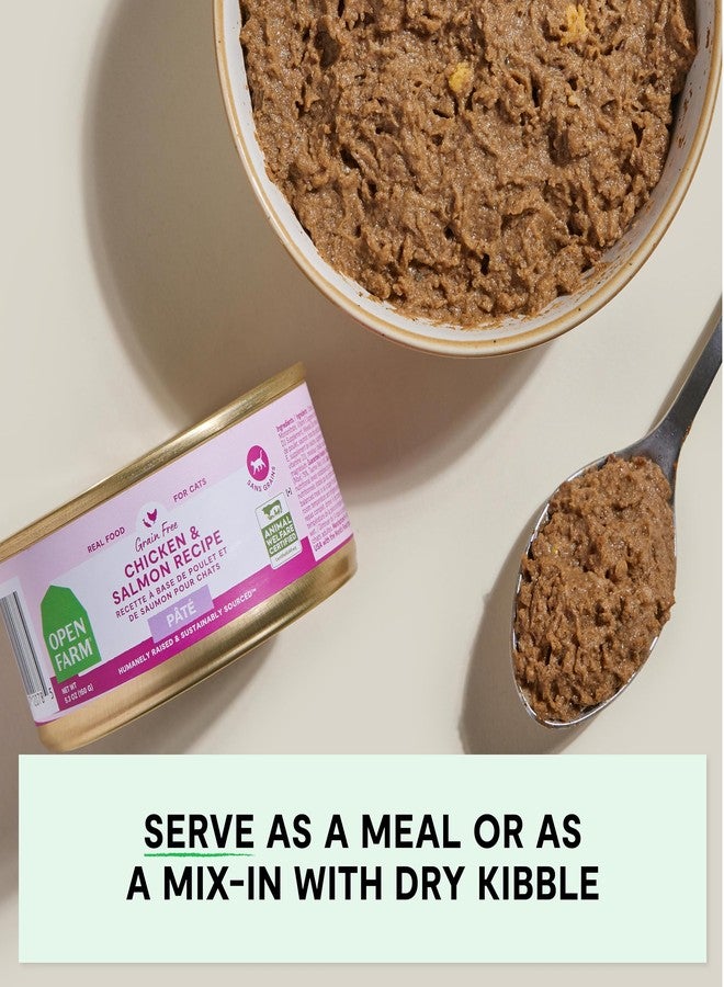 Open Farm طعام القطط المعلب من أوبن فارم، باتيه لتغذية كاملة ومتوازنة، طعام رطب للقطط خالٍ من الحبوب والبقوليات، وصفة دجاج وسمك السلمون، علب 2.8 أونصة (كرتونة من 18 علبة) - Image 5