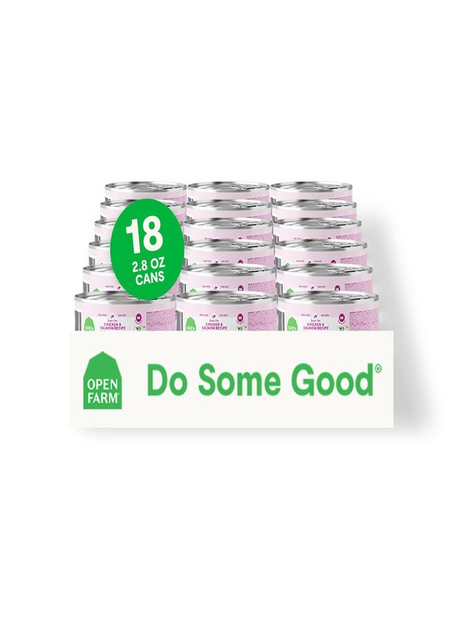 Open Farm طعام القطط المعلب من أوبن فارم، باتيه لتغذية كاملة ومتوازنة، طعام رطب للقطط خالٍ من الحبوب والبقوليات، وصفة دجاج وسمك السلمون، علب 2.8 أونصة (كرتونة من 18 علبة) - Image 1