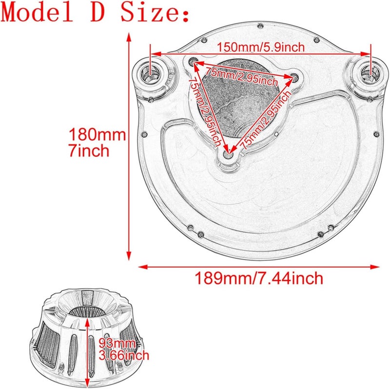 QASULER Motorcycle CNC Chrome Air Cleaner Intake Filter - Image 3