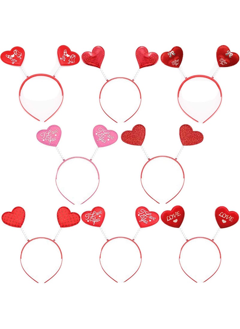 Trounistro - 8 Pack Valentines Day Heart Headband Glitter Heart Headbopper for Valentine Party Decoration Gift - Image 1