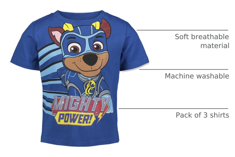 nickelodeon قمصان جرافيك بولوفر للأطفال من نيكيلوديون باو باترول مايتي باپس 3 عبوات 5T - Image 4