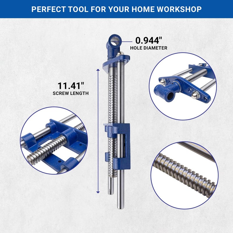 Yost Tools Yost Vises F9WW Front Vise | 9 Inch Woodworking Vise with guide bars | Blue - Image 4