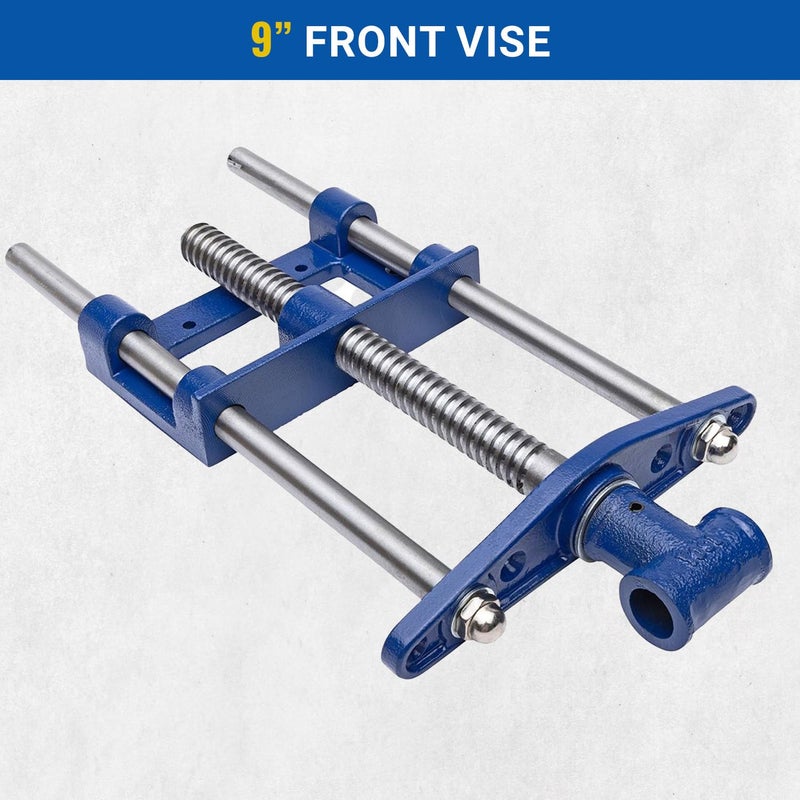 Yost Tools Yost Vises F9WW Front Vise | 9 Inch Woodworking Vise with guide bars | Blue - Image 2