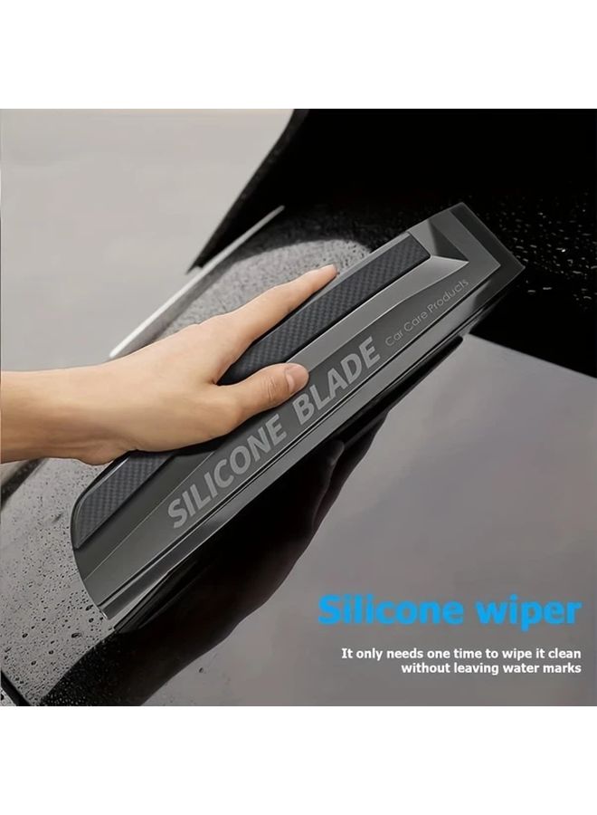 Professional Car Window Squeegee with Soft Silicone Blade 11.8 Inch One Piece Auto Glass Water Wiper for Shower Doors Mirrors and Home Drying Durable Polypropylene Handle No Water Marks Easy to Clean Black - Image 1