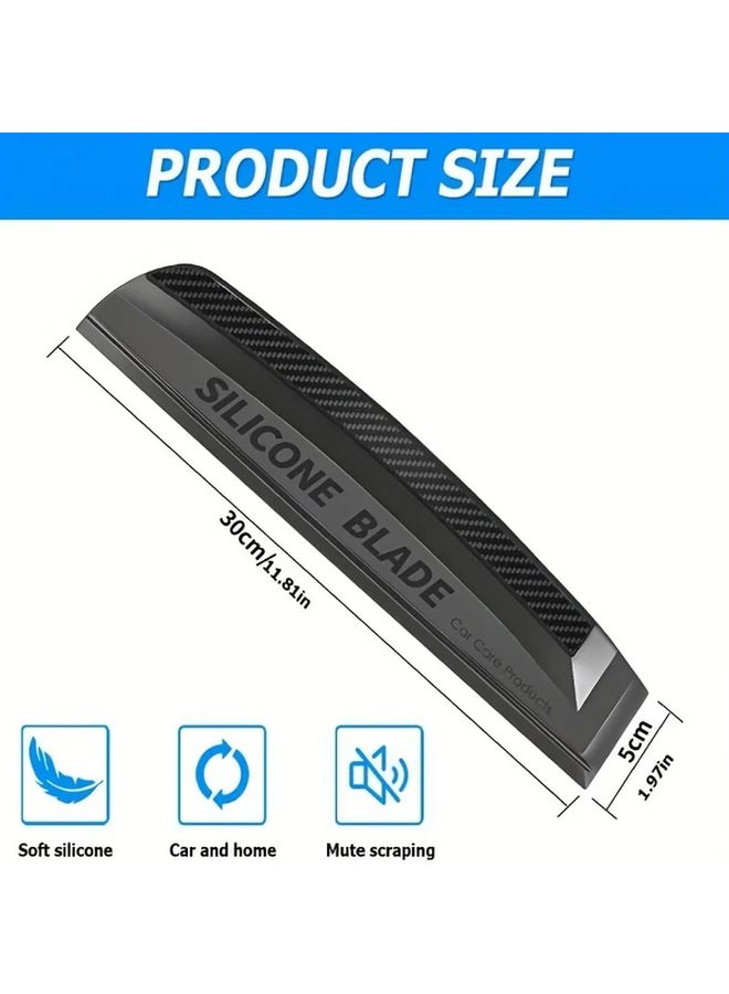 Professional Car Window Squeegee with Soft Silicone Blade 11.8 Inch One Piece Auto Glass Water Wiper for Shower Doors Mirrors and Home Drying Durable Polypropylene Handle No Water Marks Easy to Clean Black - Image 2