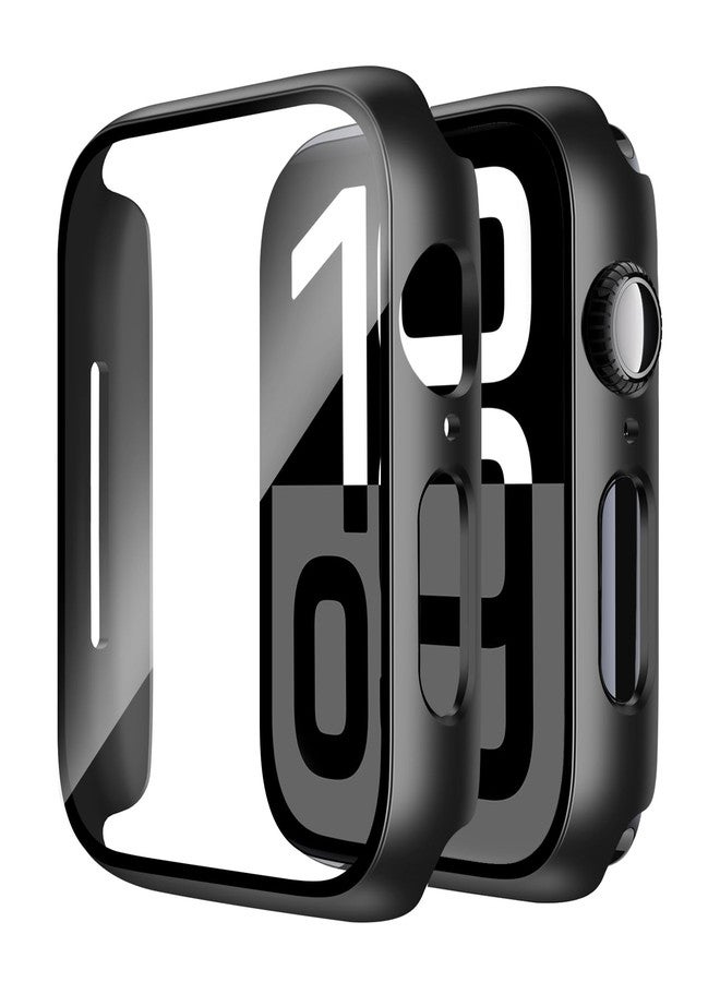 Smiling 2 Pack Case Compatible with Apple Watch Series 11 (2025)/ Series 10 42mm Tempered Glass Screen Protector, Hard PC Case Scratch-Resistant Generic Protective Cover - Black - Image 1