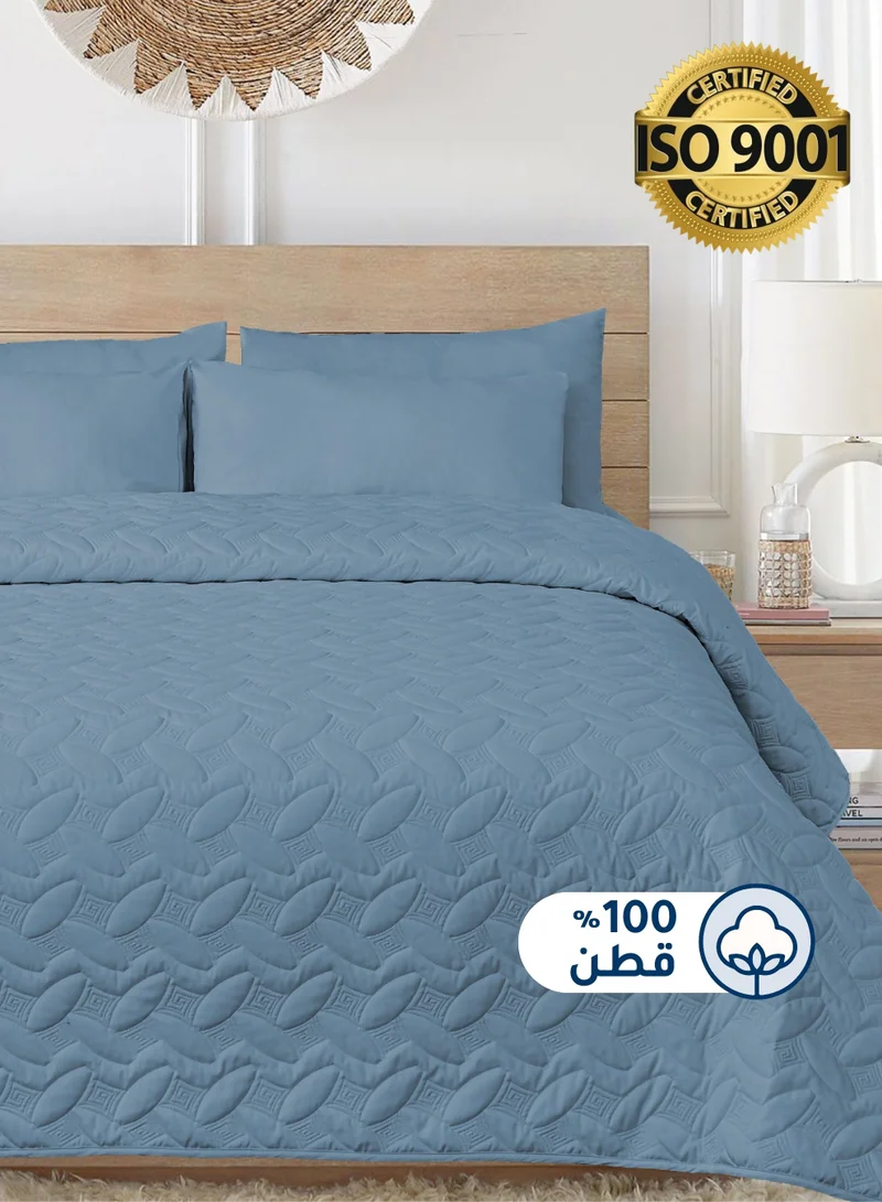 سيد المنسوجات المنزلية مفرش مضغوط مزدوج من قطن، يناسب سرير بحجم 200 × 200 سم، 4 قطع، سلسلة إلميرا