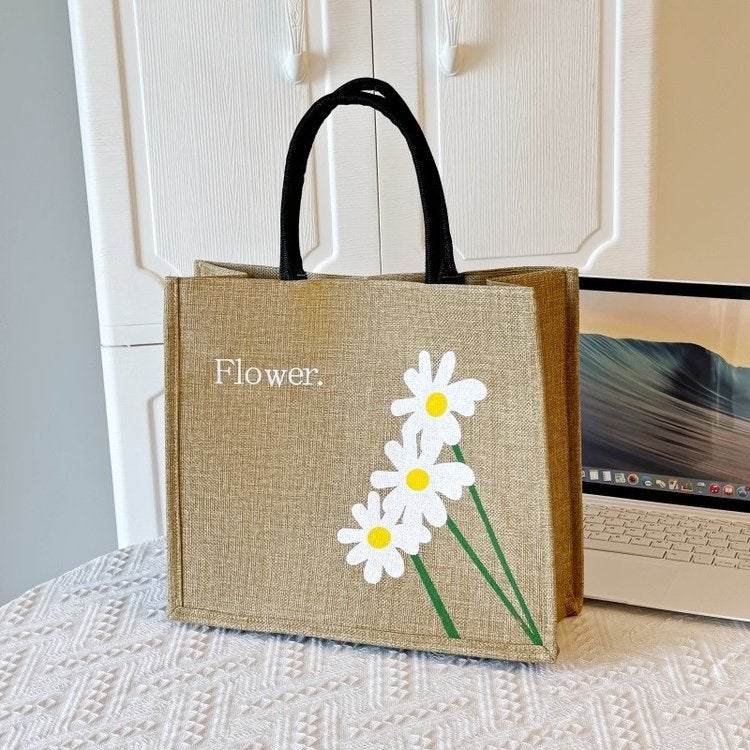 Large-Capacity Linen Bag Women'S 2024 Linen Hand-Held Mommy Bag Students Class Shoulder Tote Bag - Image 2