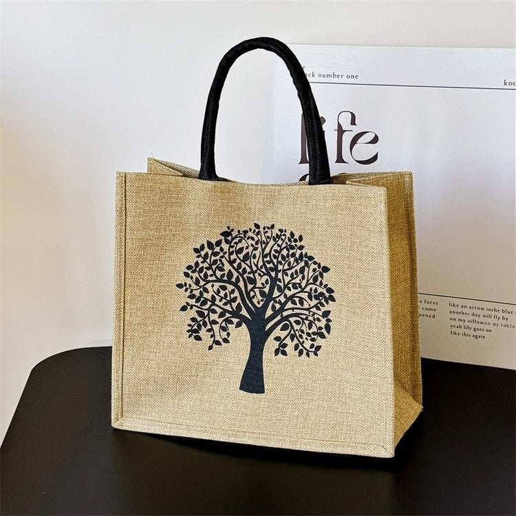 Large-Capacity Linen Bag Women'S 2024 Linen Hand-Held Mommy Bag Students Class Shoulder Tote Bag - Image 3