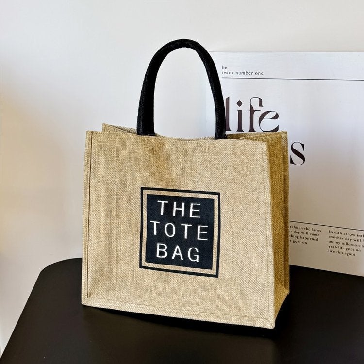 Large-Capacity Linen Bag Women'S 2024 Linen Hand-Held Mommy Bag Students Class Shoulder Tote Bag - Image 1