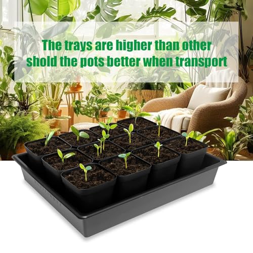 RooTrimmer 3.5 inch (9CM) Square Nursery Pots 60pcs, Sturdy Seedlings Trays 5 Pcs, Seeds Starter Germination Tray, Microgreenings Planter Nursery Propagation 5 Sets - Image 5