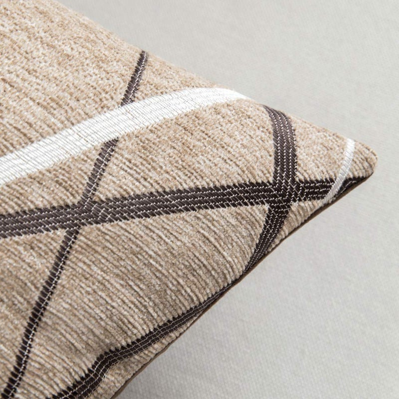 MIULEE Pack of 2 Decorative Throw Pillow Covers Woven Textured Chenille Cozy Modern Concise Soft Light Tan Square Cushion Shams for Bedroom Sofa Car 16 x 16 Inch - Image 2