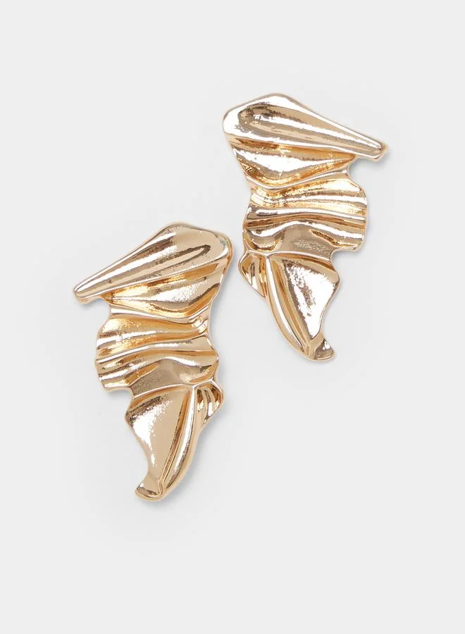 Styli Gold Tone Textured Earrings