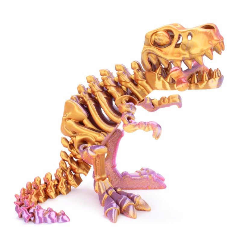 FunisFun 3D Printed Dragon with Articulated Bones for Adult 3D Printed Dinosaur Fidget Toys Decor for Stress Relief RedGoldPurple 1P - Image 3