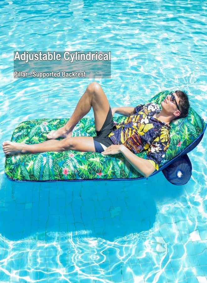 FindUWill Oversize Pool Float Lounger - Fabric Pool Float with Cup Holder, Backrest, Swimming Water Floaties Pool Raft for Adults (Tropical Green) - Image 4