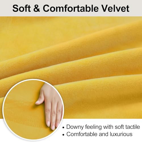 Smiry Velvet Stretch Chair Covers for Dining Room Set of 4, Soft Fit Removable Washable Kitchen Parsons Chair Slipcover Protector, Mustard Yellow - Image 3