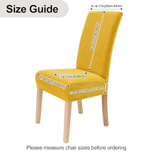 Smiry Velvet Stretch Chair Covers for Dining Room Set of 4, Soft Fit Removable Washable Kitchen Parsons Chair Slipcover Protector, Mustard Yellow - Image 5