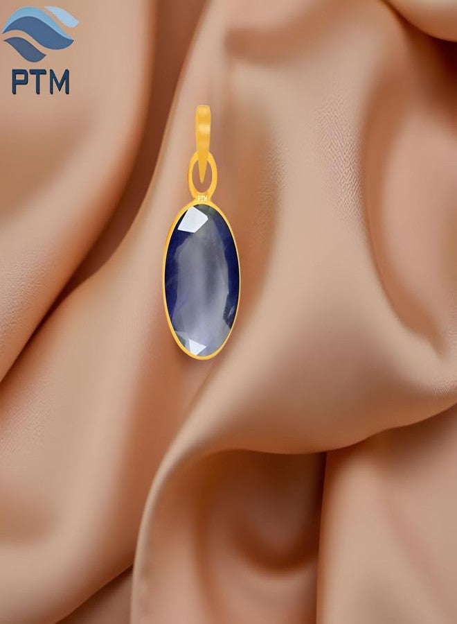 Ptm Natural Iolite/Neeli 10.25 Ratti or 9.5 Carat Astrological Certified Gemstone Panchdhatu/5 Metals 22k Gold Plated Pendant for Men & Women -fba31025 - Image 2