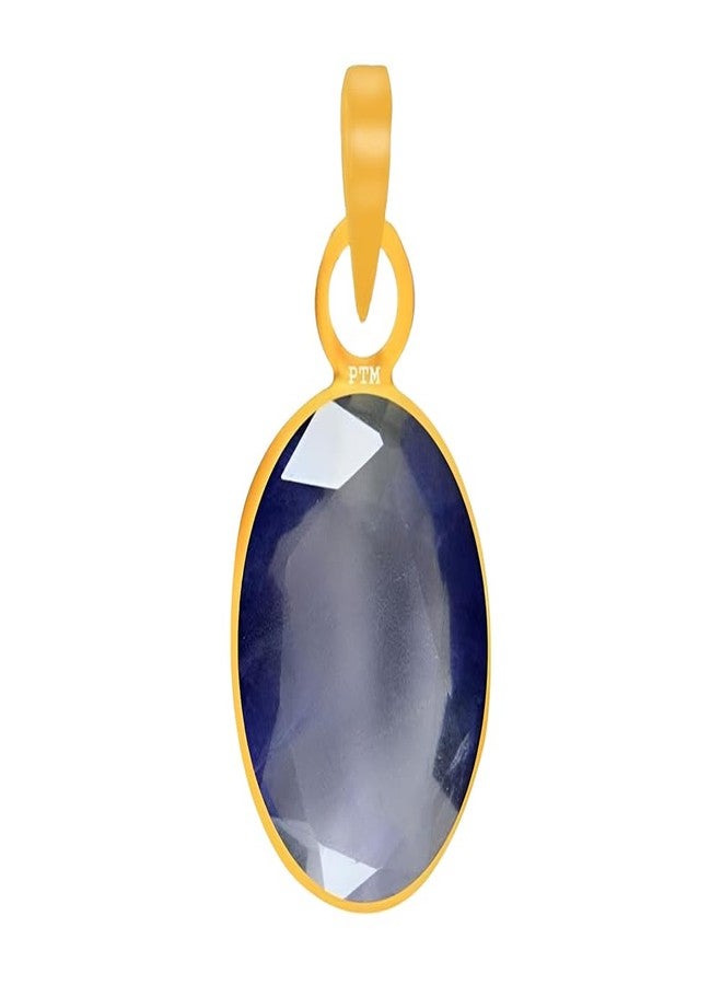 Ptm Natural Iolite/Neeli 10.25 Ratti or 9.5 Carat Astrological Certified Gemstone Panchdhatu/5 Metals 22k Gold Plated Pendant for Men & Women -fba31025 - Image 1