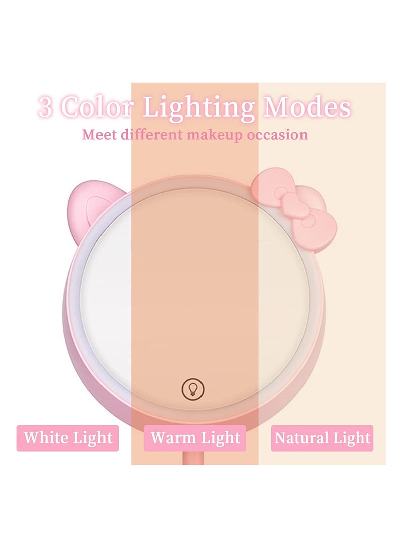 KASTWAVE SYOSI Cosmetic Mirror, Hand Handle Makeup Mirror with LED Light, 7'' Desk Cosmetic Mirror Rechargeable, Touch Sensor Make Up Table Mirror with 3 Colors Lighting - Image 3