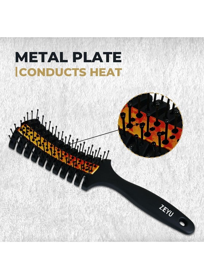 Zeyu Vented Hair Brush with Metal Plate for Quick Blow Drying | Hair Brush for Men & Women | Hair Brush for Men & Women | Flexible & Soft Nylon Bristles | Best Hair Brush for All Hair Types-Thick, Curly, Wavy, Long, Short, Wet And Dry Hair (Black Golden) - Image 5