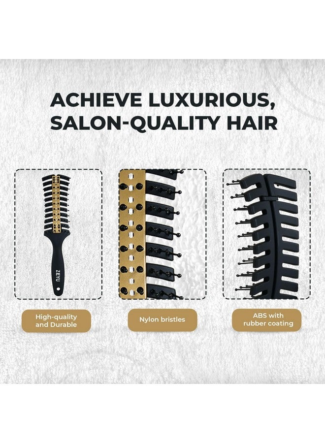 Zeyu Vented Hair Brush with Metal Plate for Quick Blow Drying | Hair Brush for Men & Women | Hair Brush for Men & Women | Flexible & Soft Nylon Bristles | Best Hair Brush for All Hair Types-Thick, Curly, Wavy, Long, Short, Wet And Dry Hair (Black Golden) - Image 4