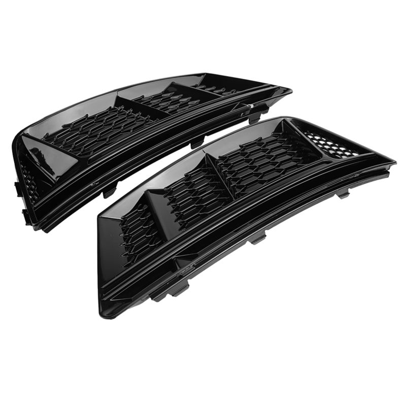 Fog Light Grilles: 2017-2018 A4 B9 Glossy Black ABS Grilles - High Durability Weather Resistant Anti-Scratch Covers for Car Front Bumper Upgrade Styling - Image 2